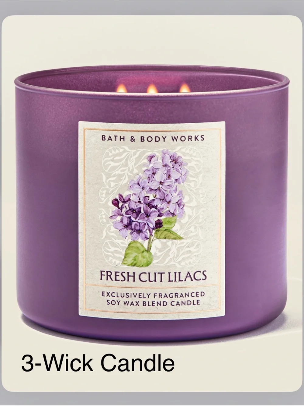 NEW! Bath & Body Works Fresh Cut Lilacs 3-Wick Candle w Decorative Metal Lid